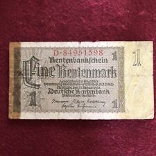 WW2 GERMAN ALLEMAND BILLET DE BANQUE RENTENMARK 1937 # 1