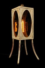 Ancienne et grande lanterne à quatre faces, vers 1930 / Art populaire fer forgé