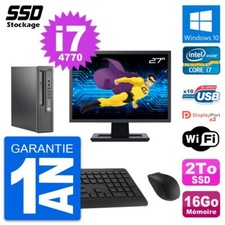 Mini PC HP 800 G1 USDT Ecran 27" Intel i7-4770 RAM 16Go SSD 2To Windows 10 Wifi