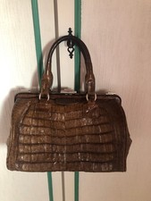 Sac à main vers 1960/1970 crocodile et cuir Vintage nombreux compartiments 