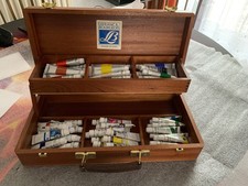 Boite de peinture LEFRANC BOURGEOIS et tubes HUILE OIL Louvre et tubes Crelando