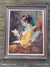 Canevas fini encadré, La Liseuse déco vintage 