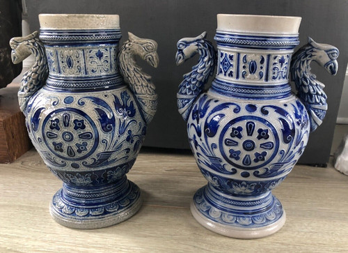 Ancienne paire vases grés - ancienne,