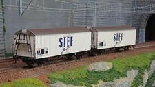 Ls Models 30235 Set de 2 wagons frigorifiques HI, courts, STEF bleu, toit gris,
