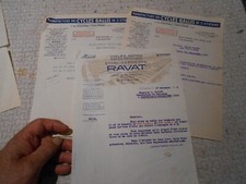 3 Anciennes Factures Papier a entète des Cycles Motos Ravat & Ballis St Etienne 