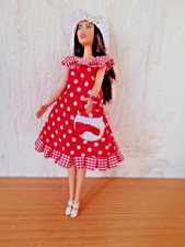 Robe trapèze rouge à pois