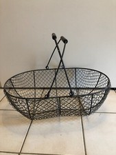 ❤️ superbe ancien panier à pommes de terre champignons en métal ajouré vintage