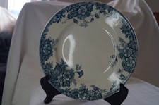 Assiette Moulin des Loups Hamage - collection Marie-Louise - blanc/bleu - fleurs