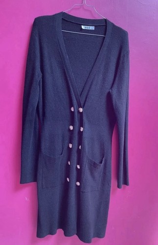 Robe cardigan noir black dress - cardigan,