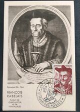 CARTE MAXIMUM TIMBRE N° 866 JOURNÉE DE FRANÇOIS RABELAIS 1950 SAINT MAUR FOSSÉS