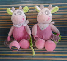 B6G / lot 2 doudou vache rose d'activités dentition MOTS D'ENFANTS