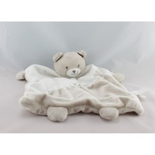 Doudou plat ours blanc gris