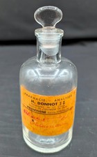 Flacon verre Ricqles Alcool de menthe Pharmacie Apothicaire Fiole 1920's