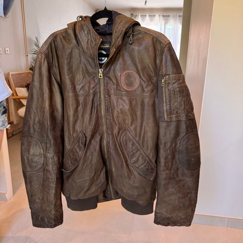 Blouson cuir marron - en,