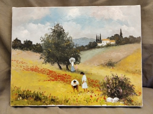Tableau huile sur toile champ - tableau,