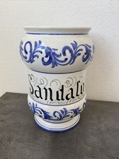 ancien pot porcelaine apothicaire pharmacie sandalo bleu blanc deco Signe