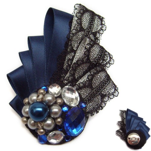Broche ruban satin dentelle - ruban,