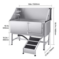 Uimoso Bain De Toilettage Pour Animaux 62 Pouces En Acier Inoxydable Avec Filtre