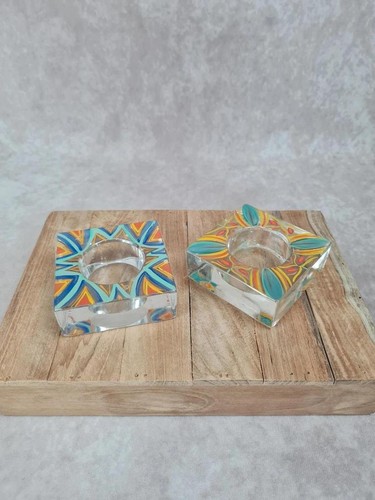 Porte bougies verre peint - verre,