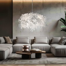 Suspension Luminaire Blanc 4 à Flammes Feuilles Lampe Salle à Manger