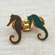 Pin's Folies ❤️French Vintage Enamel Tablo lot of 2 seahorse pins Hippocampe