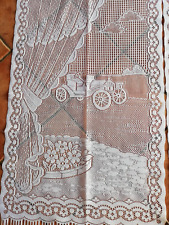 Paire de Rideaux Filet Scénique Voiture Classique Jardin 22 Pouces L x 45 Pouces Long Blanc