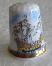 Dé à coudre de collection en porcelaine du Mary Rose navire amiral d'Henri VIII