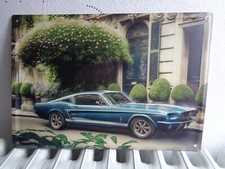 TOLE METAL MUSTANG BLEU VILLE