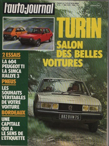 Auto journal 1978 essai - l'auto,