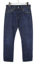JEANS LEVI'S 501 HOMME W29/L32 WHISKERS DROIT BLEU À Bouton Foncé Éclairci