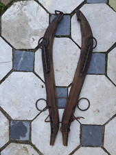ancien harnais hames de cheval vintage bois metal fin XIX debut XX
