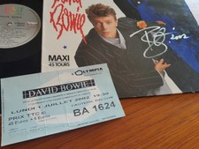 david Bowie autograph vinyl 12' TONIGHT signed live ticket concert PARIS olympia