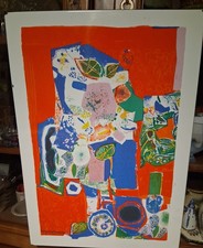 plaque émaillée de  ROGER  BEZOMBES  personnage fleuri 1971  N 665/ 1200 ex