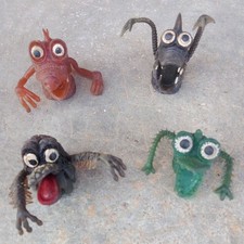 vintage  lot ancienne  figurine montre doigt marionnette caoutchouc