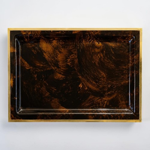 Plateau lucite marbré laiton - plateau,