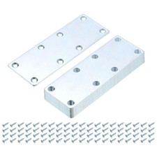 12 Set Plaque De Réparation Support Plat Métallique, Argent, 5.44"x1.97"