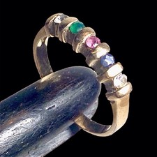 Magnifique Bague  En plaqué or ornée de zircon rubis emeraude saphir Taille T55