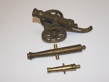 -LOT DE 3 CANONS en LAITON REDUCTION MAQUETTE COLLECTION VITRINE MILITARIA D