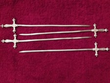 4 Piques à Brochettes en Métal Argenté Anciens XIXème