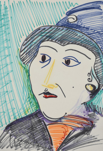 Femme âgée avec chapeau - , |