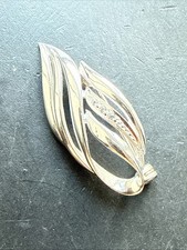 Ancienne Broche En Argent Massif Art Déco Nouveau créateur plume 