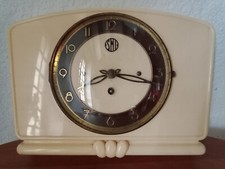 HORLOGE de CUISINE - SMI - Bakélite crème, marron & métal doré + clé