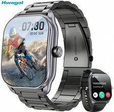 Montre Connecté Noir Acier Inoxydable Écran HD Traqueur Fitness 100 Modes Sports