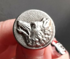 L02N03 tête de loup argenté 22mm bouton de vénerie de chasse d'uniforme 