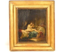 HSP  femme à la toilette cadre bois doré XIXe