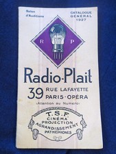 Catalogue de vente Radio-Plait 1927 - TSF -  cinéma -poste à galène - projecteur