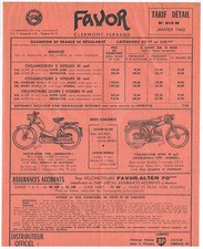 ANCIENNE BROCHURE TARIF FAVOR 1962