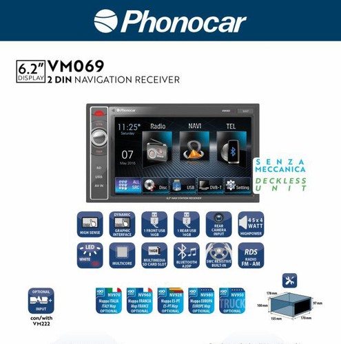 Radio phonocar vm069 din - radio,