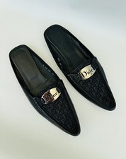 Mules loafers cuir/toile logo