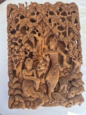 Ancien panneau en bois sculpté 3D INDE /MAGNIFIQUE TRAVAIL